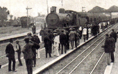 Estación de Melipilla, tren de pasajeros, 1940